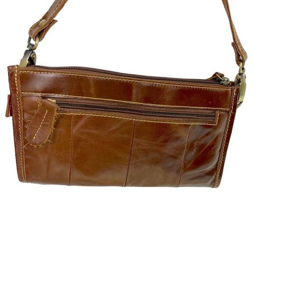 Jesslyn Blake Brown Cognac Eco Leather Wristlet Clutch Basket Weave - Picture 9 of 10